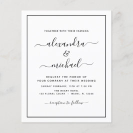 Flyer Boda blanco negro de presupuesto con invitación fo