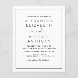 Flyer Boda blanco negro de presupuesto con invitación fo