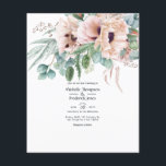 Flyer Boda Bohemiana Eucalipto Amapola Rosa<br><div class="desc">Invitación de boda de amapolas acuarela boho rosa con eucalipto salvia plateada personalizable a los detalles de su evento. No se incluyen sobres. Para invitaciones más gruesas con sobres incluidos y productos coincidentes en el mismo tema,  por favor vea la colección a continuación.</div>