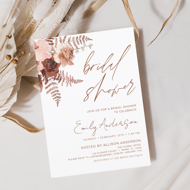 Flyer Boda Boho de Terracota Rústica con Presupuesto Flo (Subido por el creador)