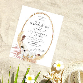 Flyer Boda Boho Playa Presupuesto Flor Blanca