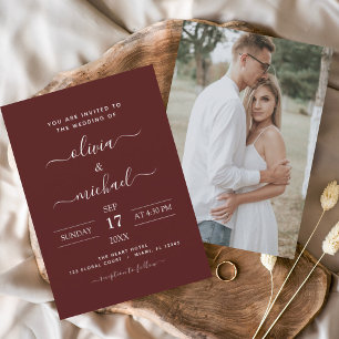Flyer Boda Borgoña con invitación fotográfica