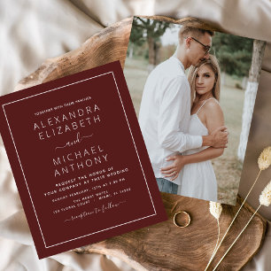 Flyer Boda Borgoña de presupuesto con foto invitación Fl
