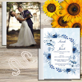 Flyer boda botánico azul boho acuarela presupuesto