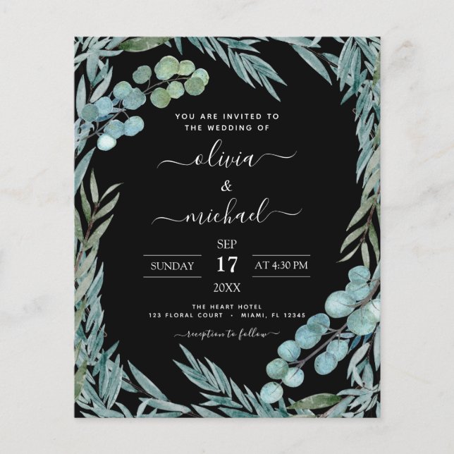 Flyer Boda botánico de eucalipto verde (Frente)