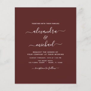 Flyer Boda Burgundy Presupuesto Tipografía Moderna