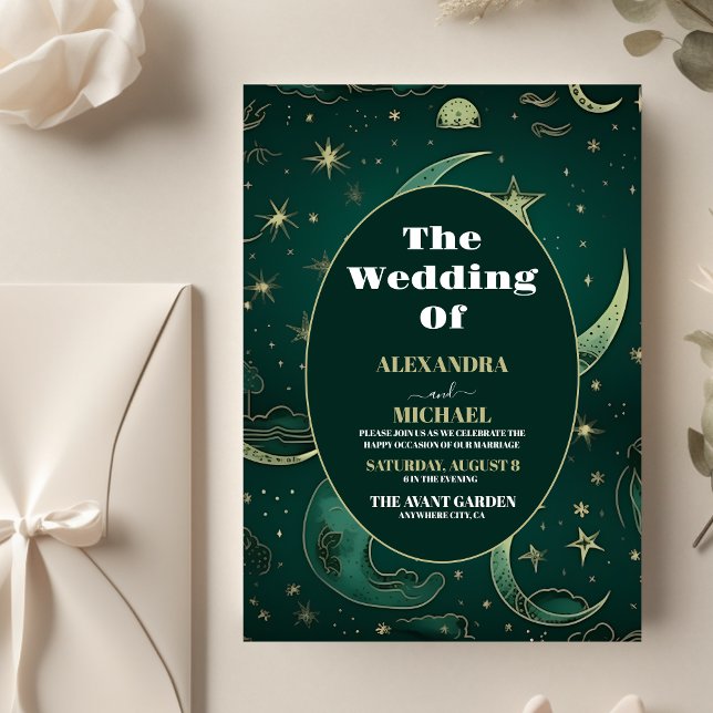 Flyer Boda celeste de oro verde esmeralda presupuestal (Subido por el creador)