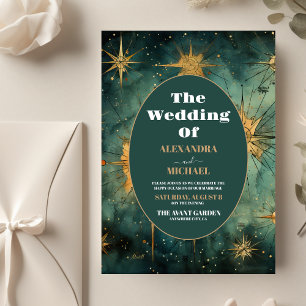 Flyer Boda Celestial con Acuarela Vintage Económica