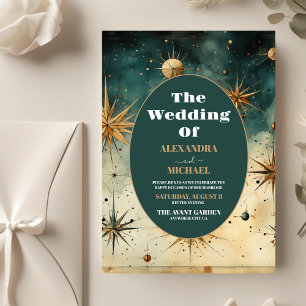 Flyer Boda Celestial con Acuarela Vintage Económica