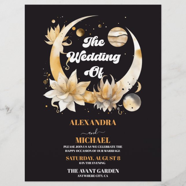 Flyer Boda Celestial de Oro Negro Místico (Frente)