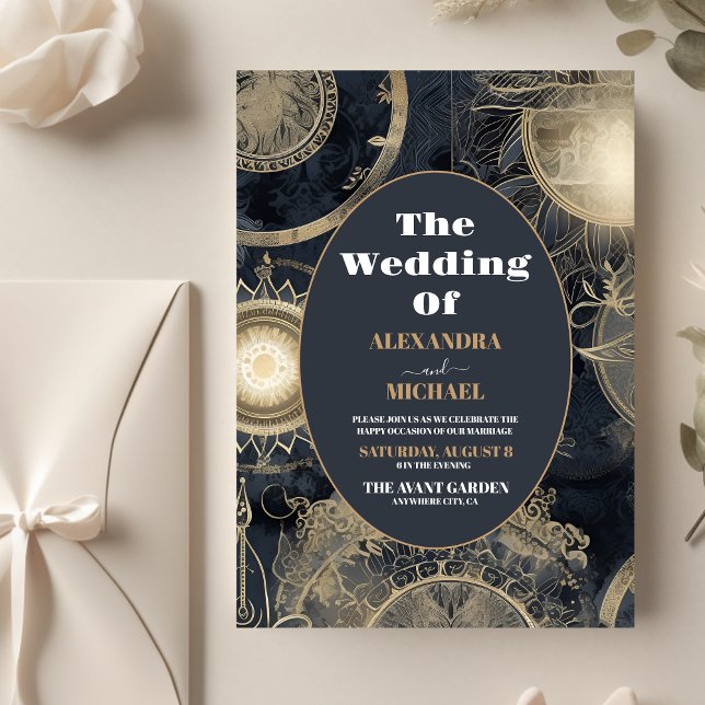 Flyer Boda Celestial de Oro Plateado Elegante (Subido por el creador)