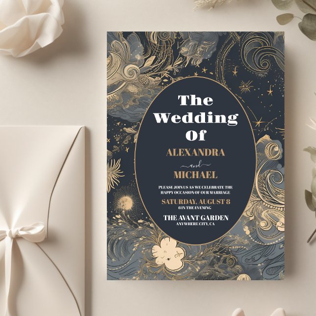 Flyer Boda Celestial de Plata y Oro con Estilo (Subido por el creador)