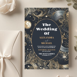 Flyer Boda Celestial de Plata y Oro con Estilo