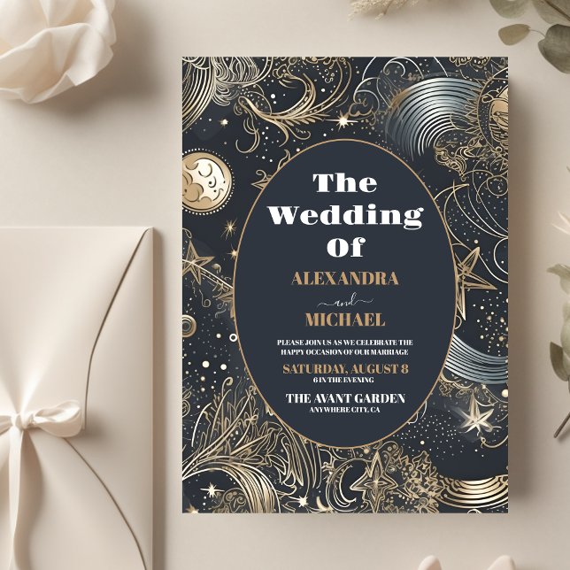 Flyer Boda Celestial de Plata y Oro con Estilo (Subido por el creador)