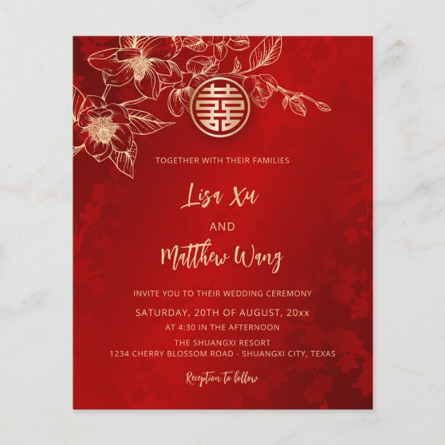Flyer Boda china Magnolia Oro Rojo (Frente)
