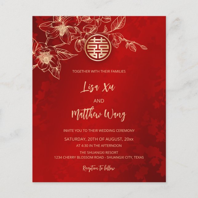 Flyer Boda china Magnolia Oro Rojo (Frente)