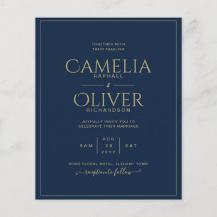 FLYER BODA CLÁSICA ELEGANTEMODERNA AZUL