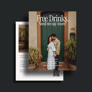 Flyer Boda con presupuesto bebida gratis foto guardar fe