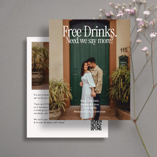 Flyer Boda con presupuesto bebida gratis foto guardar fe