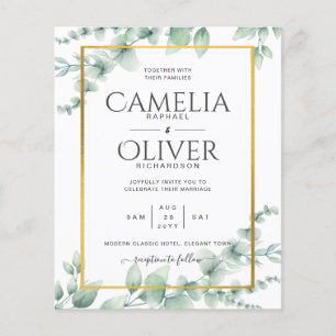 Flyer Boda con Verdura de Eucalipto CODIGO QR Moderno Pr