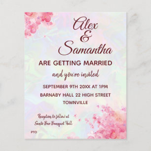 Flyer Boda de acuarela floral de presupuesto RSVP e invi