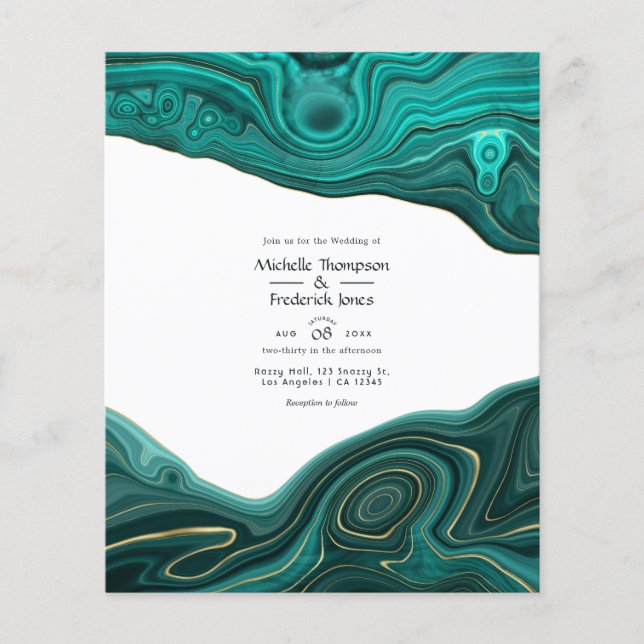 Flyer Boda de Ágata Estratificada Turquesa y Dorada (Frente)