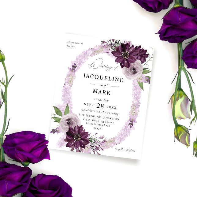 Flyer Boda de Anillo Floral Purple & Lavender de presupu (Subido por el creador)