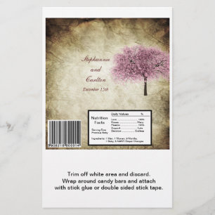 Flyer Boda de árbol rosado Envoltura de Hershey grande