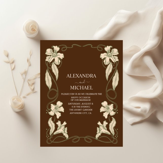 Flyer Boda de Art Nouveau floral elegante con presupuest (Subido por el creador)
