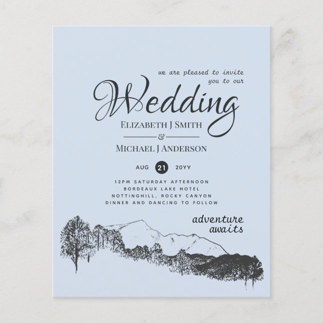 Flyer Boda de aventuras Dusty Blue Mountain (Frente)