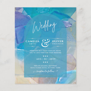 Flyer BODA de Blue Ocean Beach de Vidrio Marítimo Verde
