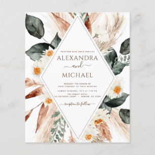 Flyer Boda de Boho Grass Boho de Pampas