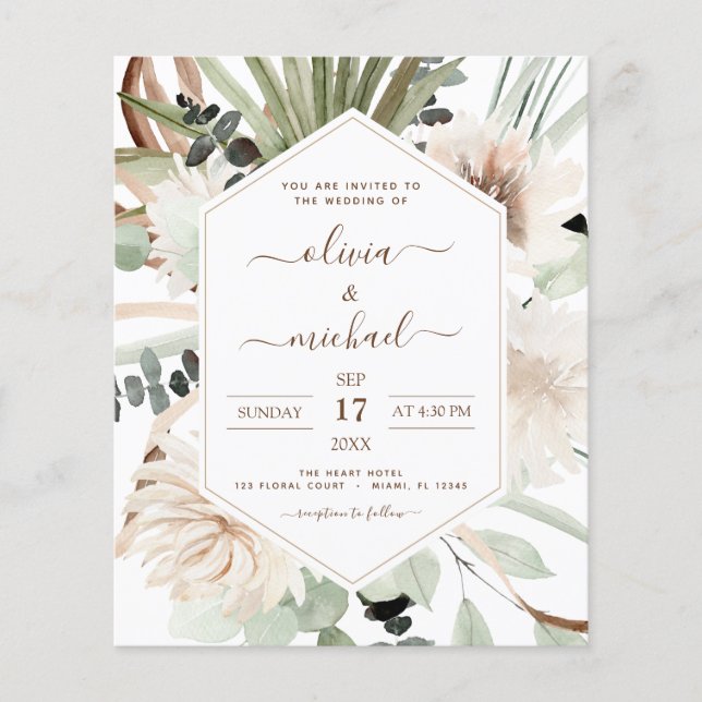 Flyer Boda de Boho Grass Boho de Pampas (Frente)