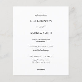 Flyer Boda de caligrafía blanca de presupuesto