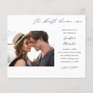 Flyer Boda de caligrafía fotográfica de Budget Two Heart