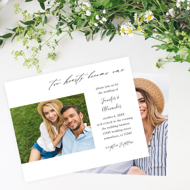 Flyer Boda de caligrafía fotográfica de dos corazones de (Subido por el creador)