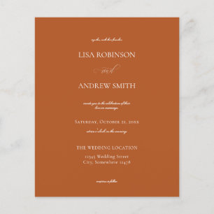 Flyer Boda de caligrafía Naranja de Terracotta presupues