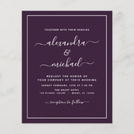 Flyer Boda de ciruelas púrpuras con invitación fotográfi