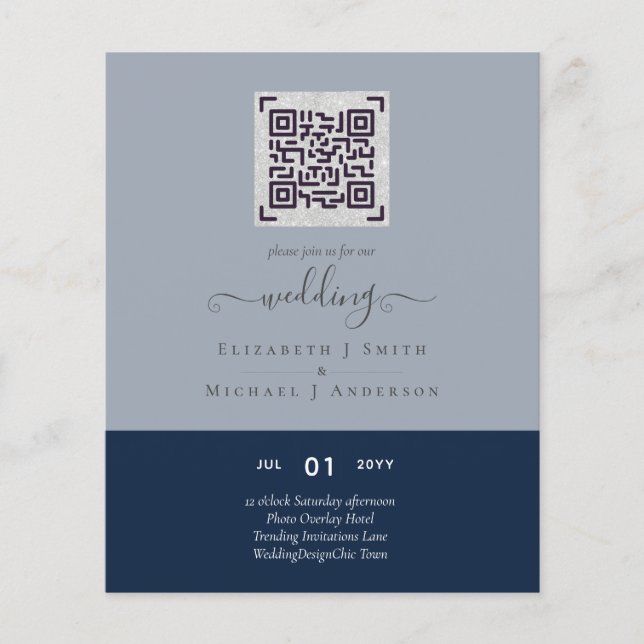 Flyer Boda de código de exploración QR moderno Guardar f (Frente)