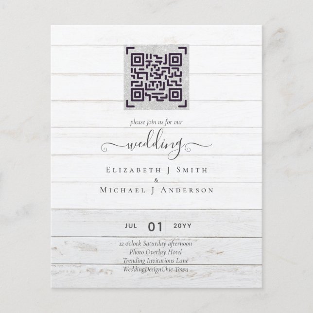 Flyer Boda de código de exploración QR moderno Guardar f (Frente)