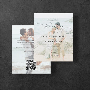 Flyer Boda de código QR de foto con guión elegante de pr