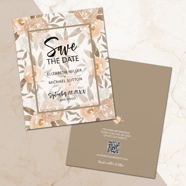 Flyer Boda de código QR floral de presupuesto Guardar fe (Subido por el creador)