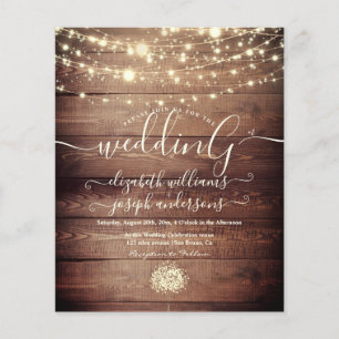 Flyer Boda de cuerda de Madera Rústica Natural y Luz Bla