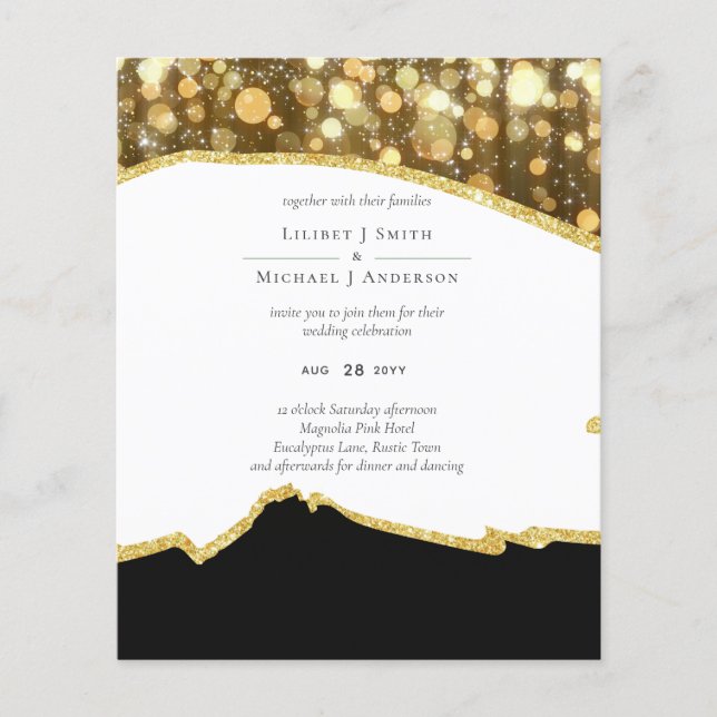 Flyer Boda de destellos de oro negro CLÁSICO (Frente)