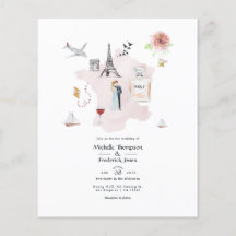 Boda de destino de acuarela París Monograma