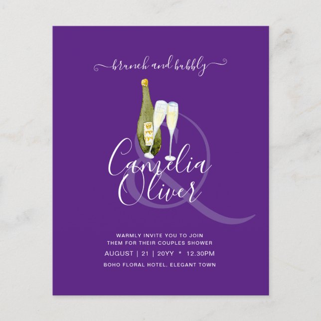 Flyer Boda de ducha bucal de brunch con presupuesto Leah (Frente)