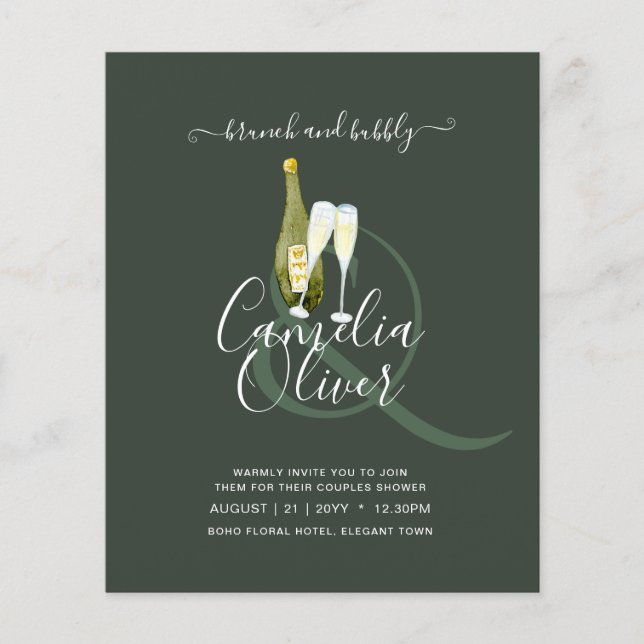 Flyer Boda de ducha bucal de brunch con presupuesto Leah (Frente)