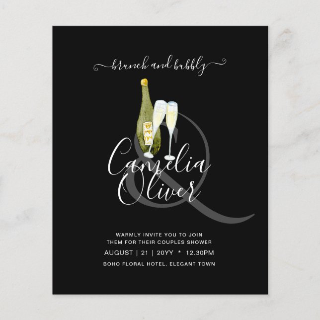 Flyer Boda de ducha bucal de brunch con presupuesto Leah (Frente)