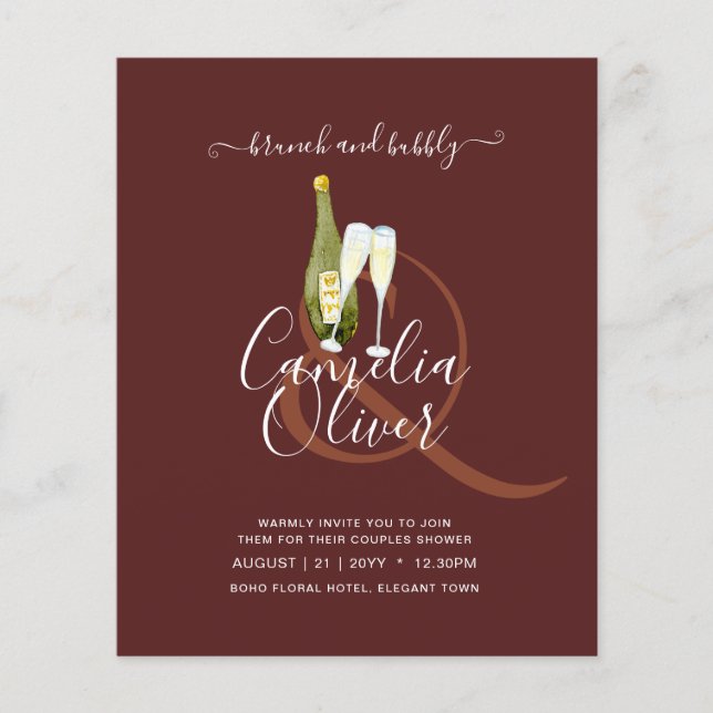 Flyer Boda de ducha bucal de brunch con presupuesto Leah (Frente)