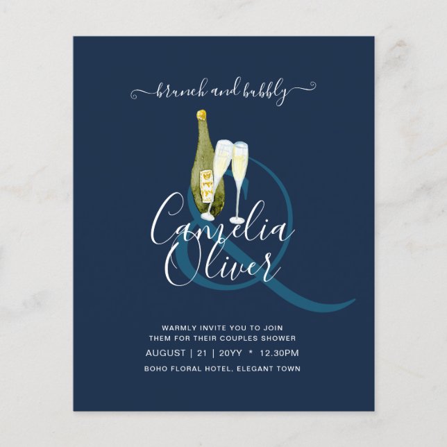 Flyer Boda de ducha bucal de brunch con presupuesto Leah (Frente)